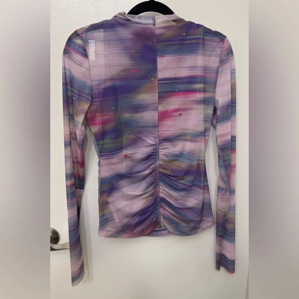 NWT By Anthropologie Double-Layer Mesh Top | Sheer Trendy Blouse - Picture 5 of 6